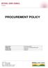PROCUREMENT POLICY. Policy Owner. Procurement Advisor Department