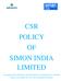 CSR POLICY OF SIMON INDIA LIMITED