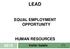 LEAD EQUAL EMPLOYMENT OPPORTUNITY